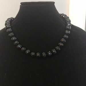 Classic beautifully faceted black bead 18 inch necklace